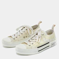 Dior White Oblique Mesh and Rubber B23 Low Top Sneakers Size 39