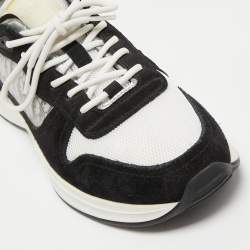 Dior Black/White Suede and Oblique Mesh B25 Sneakers Size 41.5