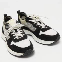 Dior Black/White Suede and Oblique Mesh B25 Sneakers Size 41.5