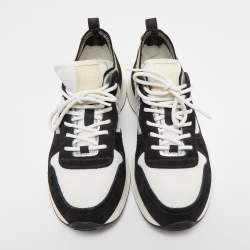 Dior Black/White Suede and Oblique Mesh B25 Sneakers Size 41.5