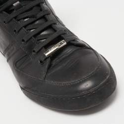 Pre Owned Dior Black Leather And Patent High Top Sneakers Size 42