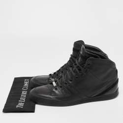 Pre Owned Dior Black Leather And Patent High Top Sneakers Size 42