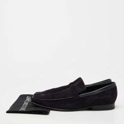 Dior Navy Blue Suede Slip On Loafers Size 43