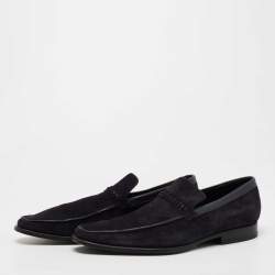 Dior Navy Blue Suede Slip On Loafers Size 43