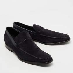 Dior Navy Blue Suede Slip On Loafers Size 43