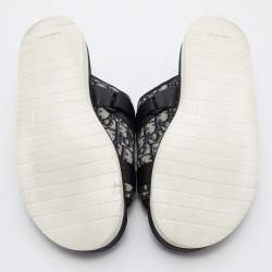 Dior Navy Blue/Black Oblique Canvas Alpha Slide Flats Size 46
