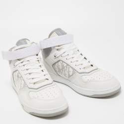Dior White/Grey Leather B27 High Top Sneakers Size 46