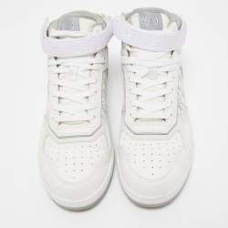 Dior White/Grey Leather B27 High Top Sneakers Size 46