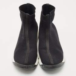 Pre Owned Dior Black Knit Fabric Sock High Top Sneakers Size 39