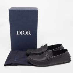 Dior Black Leather Slip On Loafers Size 44