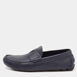 Dior Navy Blue Leather Slip On Loafers Size 43.5