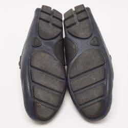 Dior Navy Blue Leather Slip On Loafers Size 43.5