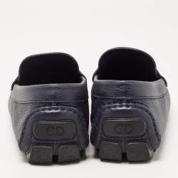 Dior Navy Blue Leather Slip On Loafers Size 43.5