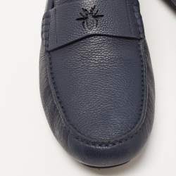 Dior Navy Blue Leather Slip On Loafers Size 43.5