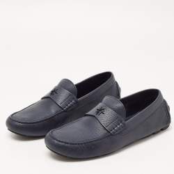 Dior Navy Blue Leather Slip On Loafers Size 43.5