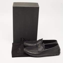 Dior Black Leather Slip On Loafers Size 43.5