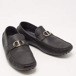 Dior Black Leather CD Logo Loafers Size 44
