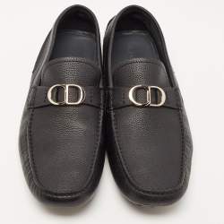 Dior Black Leather CD Logo Loafers Size 44