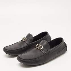 Dior Black Leather CD Logo Loafers Size 44