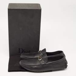 Dior Black Leather CD Logo Loafers Size 44
