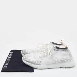 Dior White/Grey Knit Fabric B21 Socks Low Top Sneakers Size 42