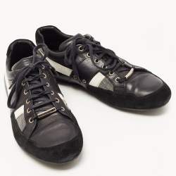 Dior White/White Leather and Canvas Low Top Sneakers Size 42.5