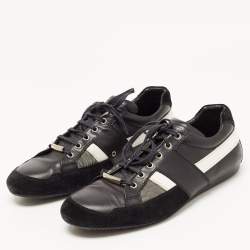 Dior White/White Leather and Canvas Low Top Sneakers Size 42.5