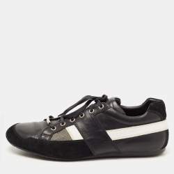 Dior White/White Leather and Canvas Low Top Sneakers Size 42.5