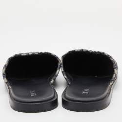 Dior Blue/Beige Oblique Embroidered Canvas Mules Size 45
