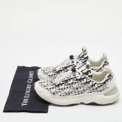 Pre Owned Dior White/Black Oblique Cannage Neoprene and Rubber B24 Low-Top Sneakers Size 43
