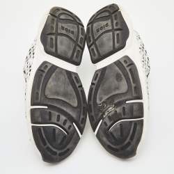 Pre Owned Dior White/Black Oblique Cannage Neoprene and Rubber B24 Low-Top Sneakers Size 43