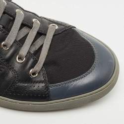 Pre Owned Dior Homme Black/Blue Leather and Mesh Lace Low Top Sneakers Size 42.5
