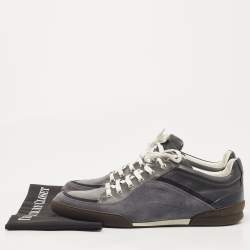 Pre Owned Dior Grey Leather And Suede Low Top Sneakers Size 44