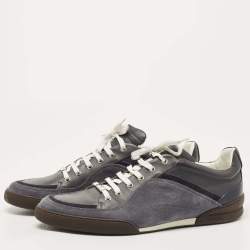 Pre Owned Dior Grey Leather And Suede Low Top Sneakers Size 44