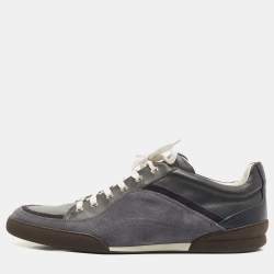 Pre Owned Dior Grey Leather And Suede Low Top Sneakers Size 44