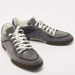 Pre Owned Dior Grey Leather And Suede Low Top Sneakers Size 44