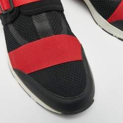 Pre Owned Dior Homme Black/Red Knit Fabric and Leather B21 Low Top Sneakers Size 46