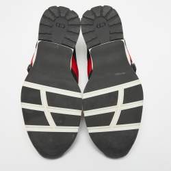 Pre Owned Dior Homme Black/Red Knit Fabric and Leather B21 Low Top Sneakers Size 46