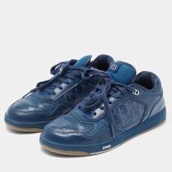 مملوكة مسبقًا Dior Navy Blue Leather B27 Low Top Sneakers Size 42.5