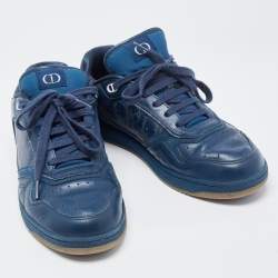 مملوكة مسبقًا Dior Navy Blue Leather B27 Low Top Sneakers Size 42.5