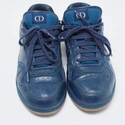 مملوكة مسبقًا Dior Navy Blue Leather B27 Low Top Sneakers Size 42.5