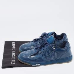 مملوكة مسبقًا Dior Navy Blue Leather B27 Low Top Sneakers Size 42.5