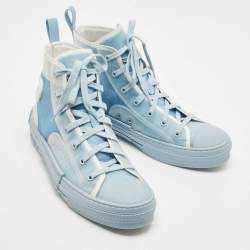 Pre Owned Dior Blue Rubber and Mesh B23 High Top Sneakers Size 43