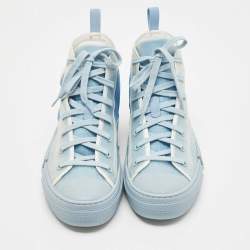 Pre Owned Dior Blue Rubber and Mesh B23 High Top Sneakers Size 43
