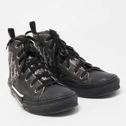 Dior Black Mesh and Rubber B23 High Top Sneakers Size 43