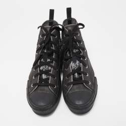 Dior Black Mesh and Rubber B23 High Top Sneakers Size 43