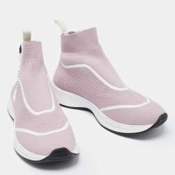 Pre Owned Dior Pink Knit Fabric B25 High Top Sneakers Size 40