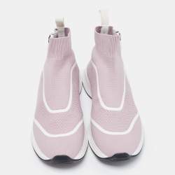 Pre Owned Dior Pink Knit Fabric B25 High Top Sneakers Size 40