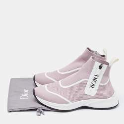 Pre Owned Dior Pink Knit Fabric B25 High Top Sneakers Size 40