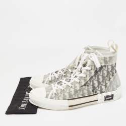Dior Two Tone Oblique Mesh and PVC B23 High Top Sneakers Size 47